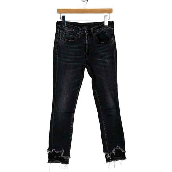 R13 Jenny Midrise Jeans Double Shredded Hem In Orion Black Sz 26 R13W0108-127 (B - Picture 2 of 9